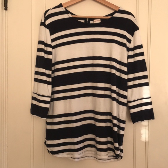 Merona navy blue & white striped tunic sweater, size large - Picture 3 of 10